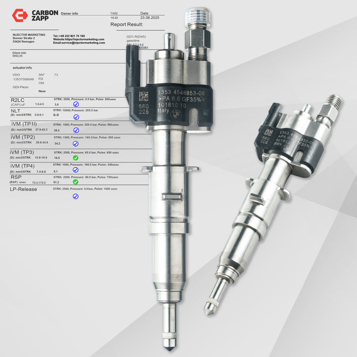 N53 BMW Gasolina Válvula de inyección Inyector 13537589048 13537565138-04 VDO — Reacondicionado